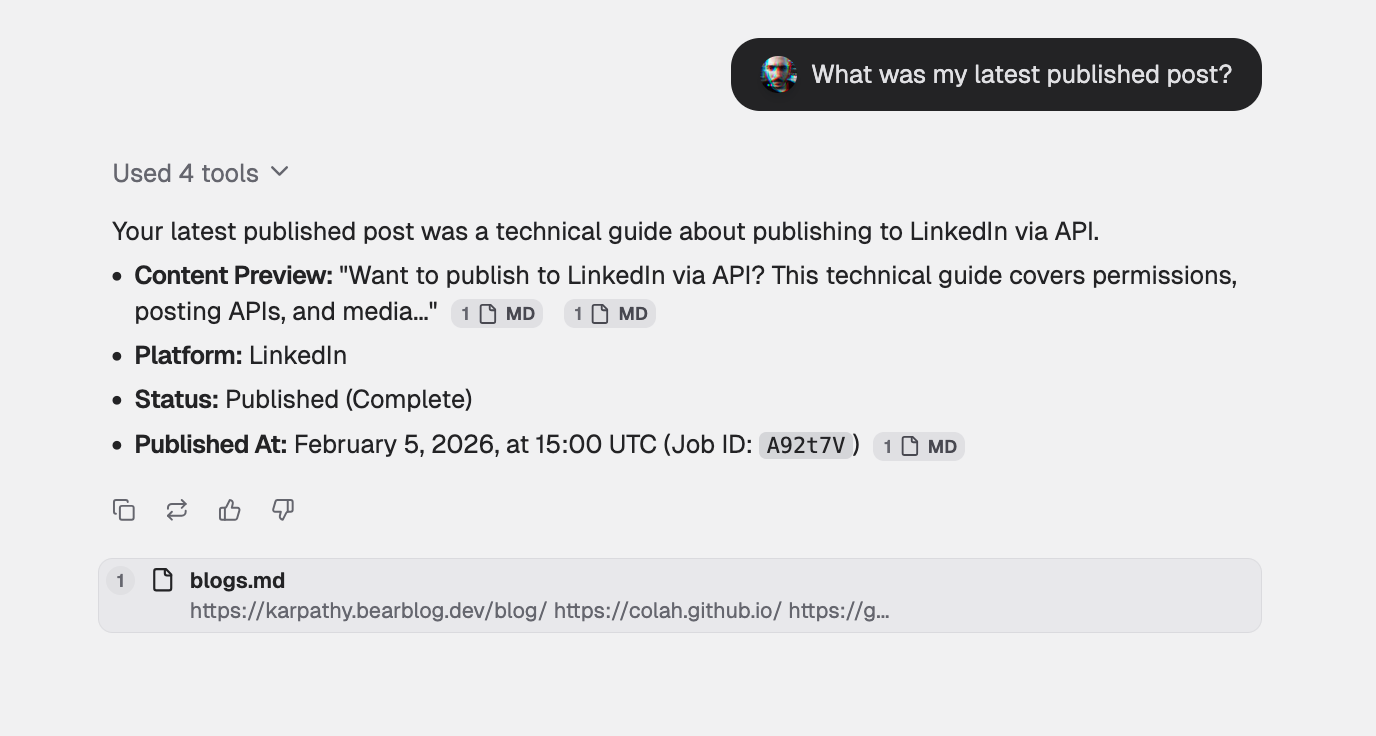 Needle chat interface with Postproxy