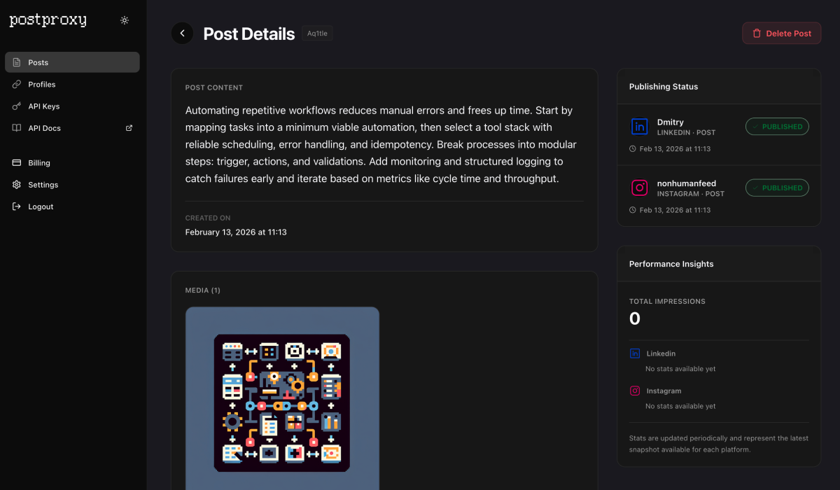 Published post on social media