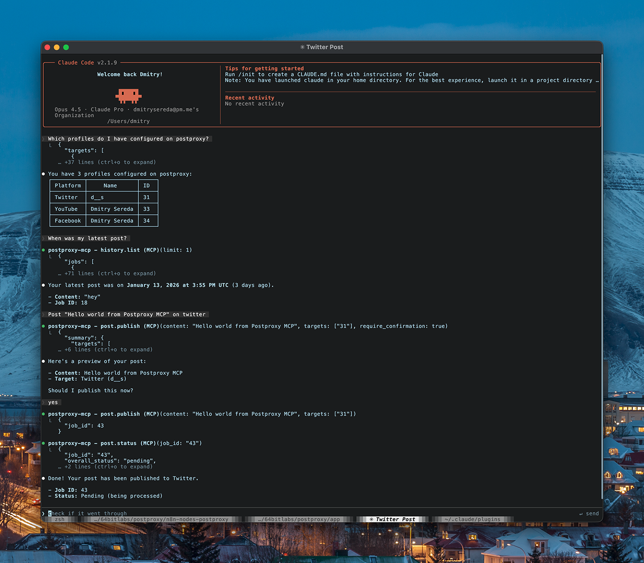 Postproxy 🖤 Claude Code